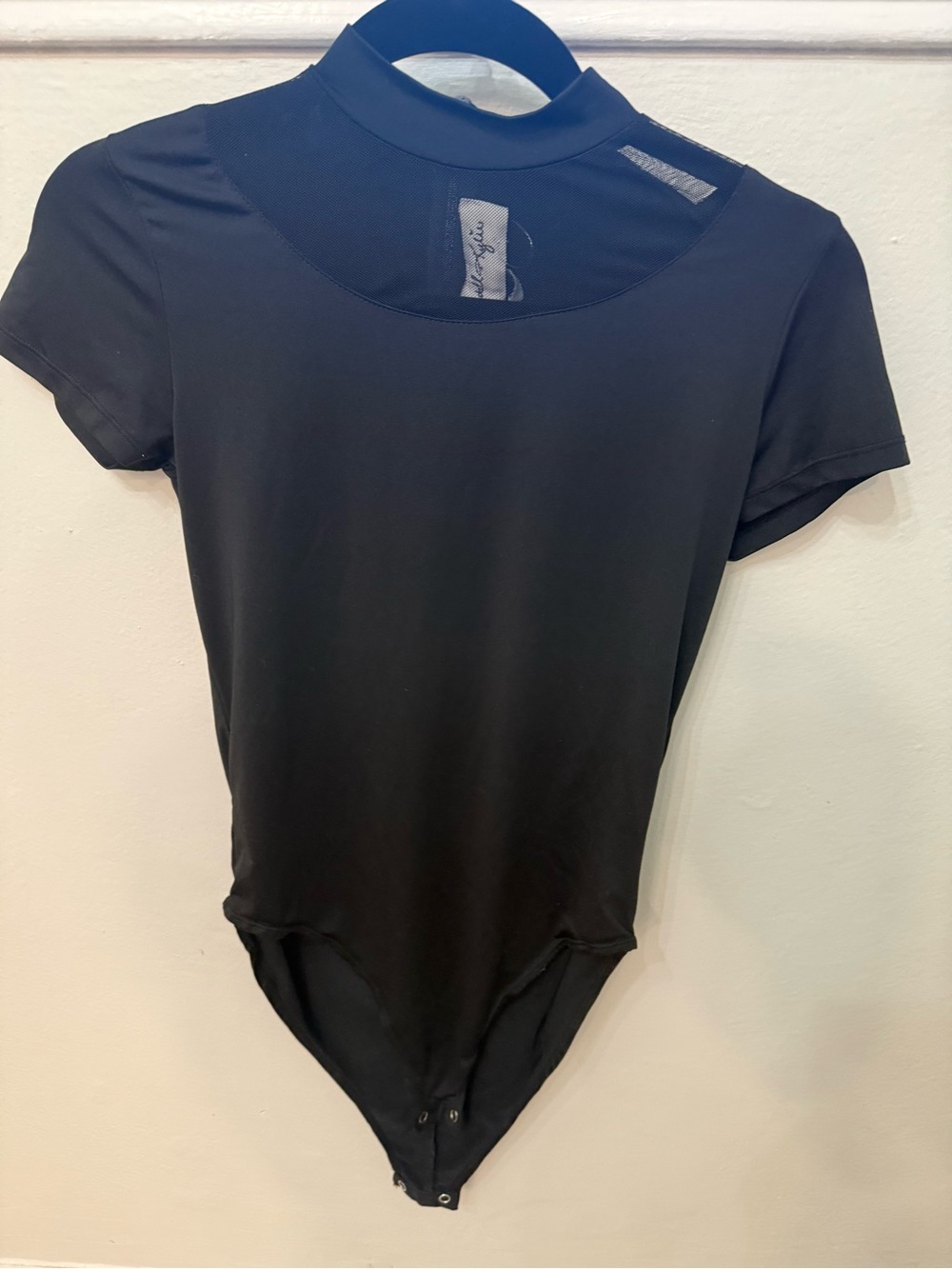 Kendall & Kylie Black Short-Sleeve Mock Neck Bodysuit